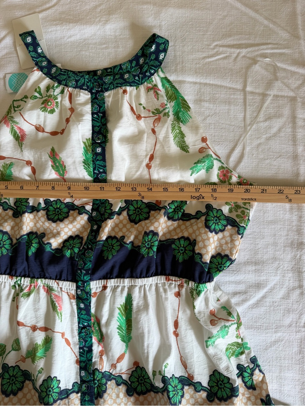 Skies Are Blue White, Green & Navy Floral Halter Maxi Dress - Picture 12 of 12